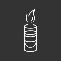 Hot shot chalk white icon on black background. Night club leisure, recreation in bar. Burning cocktail, flaming sambuca, fiery alcoholic drink isolated vector chalkboard illustration