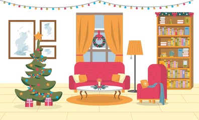 Christmas Interior in Comfortable Living Room