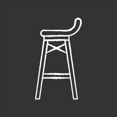 Bar stool chalk white icon on black background. Night club, drinking establishment, pub furniture. Interior decoration. Empty seat, tall chair isolated vector chalkboard illustration