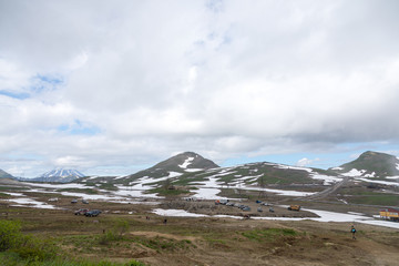 Lava fields around Gorely volcano, Kamchatka peninsula, Russia.