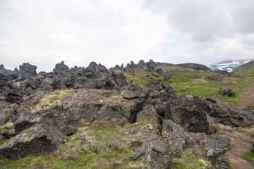 Fototapeta na wymiar Lava fields around Gorely volcano, Kamchatka peninsula, Russia.