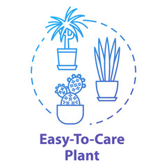 Easy to care plants concept icon. Unpretentious indoor potted flowers. Succulents and cactuses idea thin line illustration. Vector isolated outline RGB color drawing