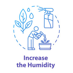 Increase humidity concept icon. Indoor flowers concern. Houseplants caring. Moisture maintenance idea thin line illustration. Vector isolated outline RGB color drawing