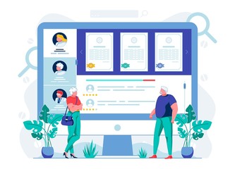 Analyzing Doctors Profile Flat Vector Illustration