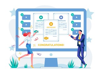 Banner Written Congratulations and Certificate.