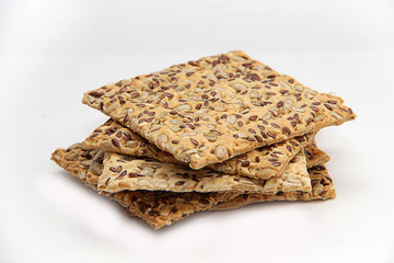 proper nutrition cracker with cereals on a white background