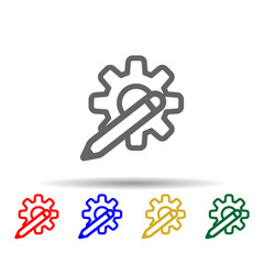 Gear pen multi color style icon. Simple thin line, outline vector of web icons for ui and ux, website or mobile application