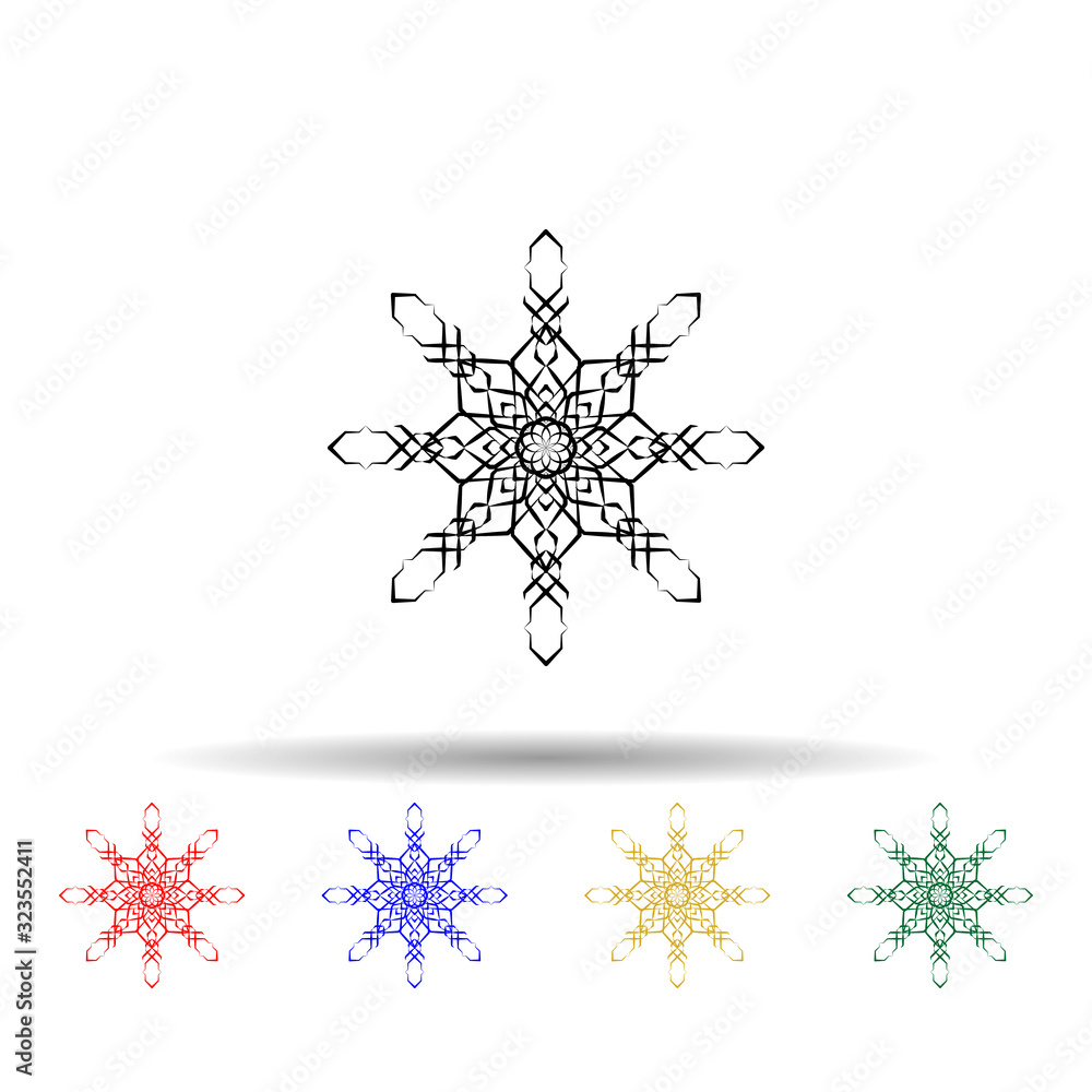 Poster snowflake multi color style icon. simple thin line, outline vector of winter icons for ui and ux, we