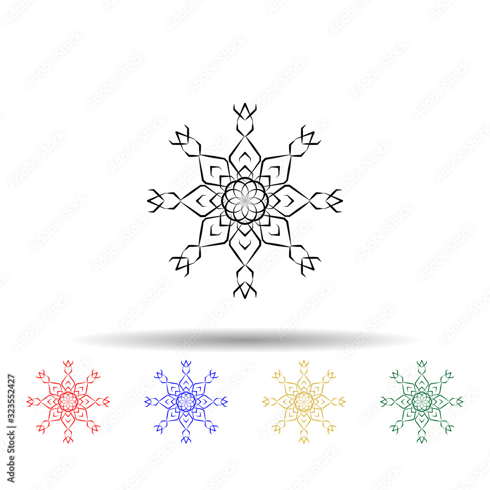 Poster snowflake multi color style icon. simple thin line, outline vector of winter icons for ui and ux, we