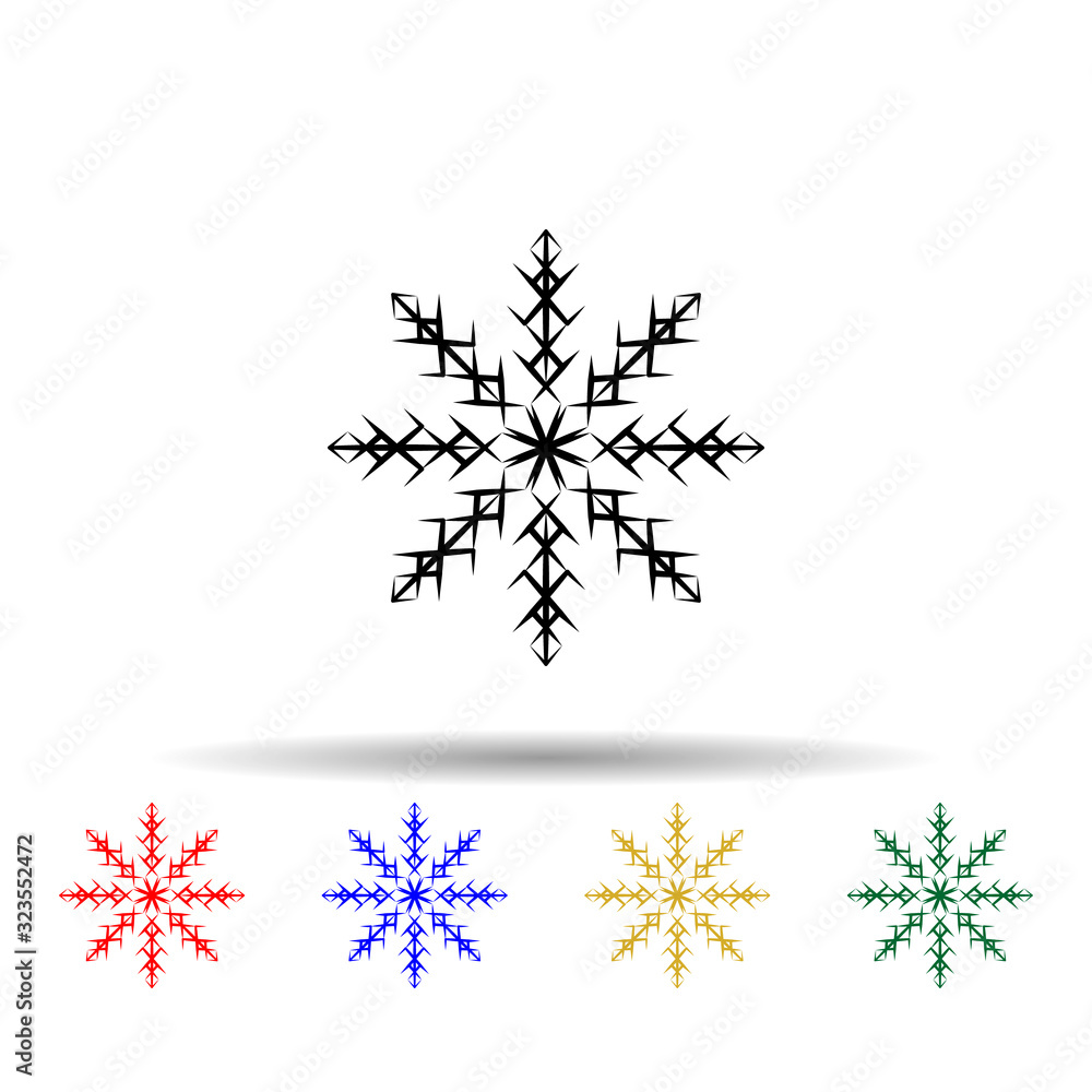 Poster snowflake multi color style icon. simple thin line, outline vector of winter icons for ui and ux, we