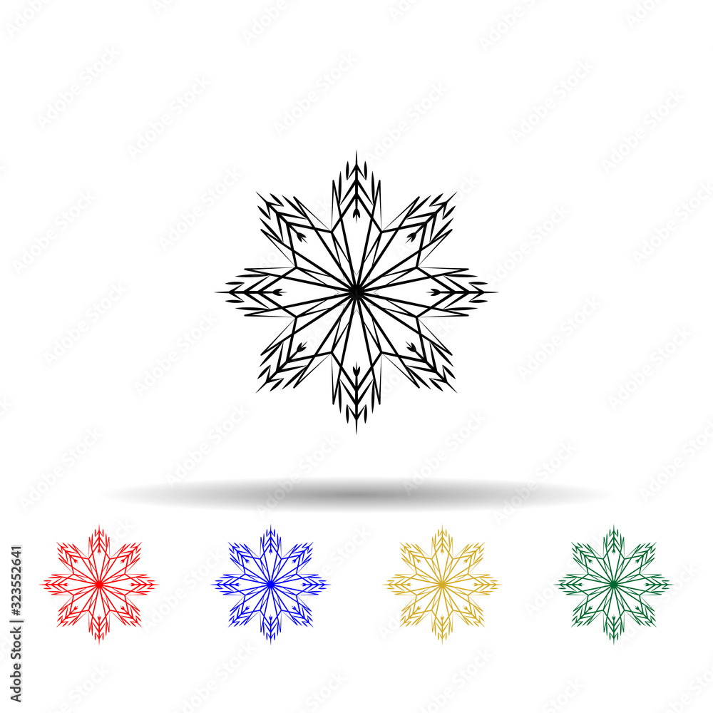Poster snowflake multi color style icon. simple thin line, outline vector of winter icons for ui and ux, we