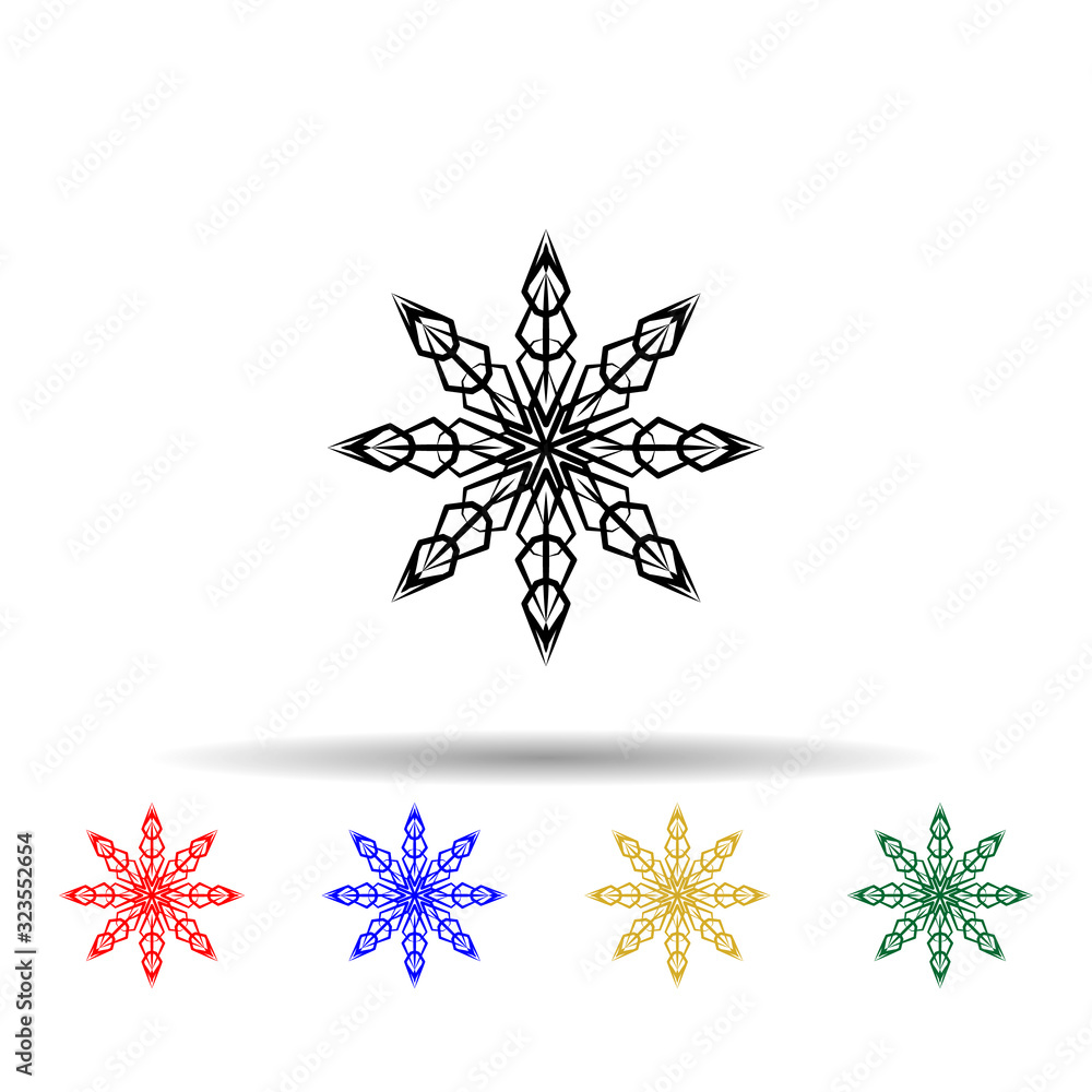 Poster snowflake multi color style icon. simple thin line, outline vector of winter icons for ui and ux, we