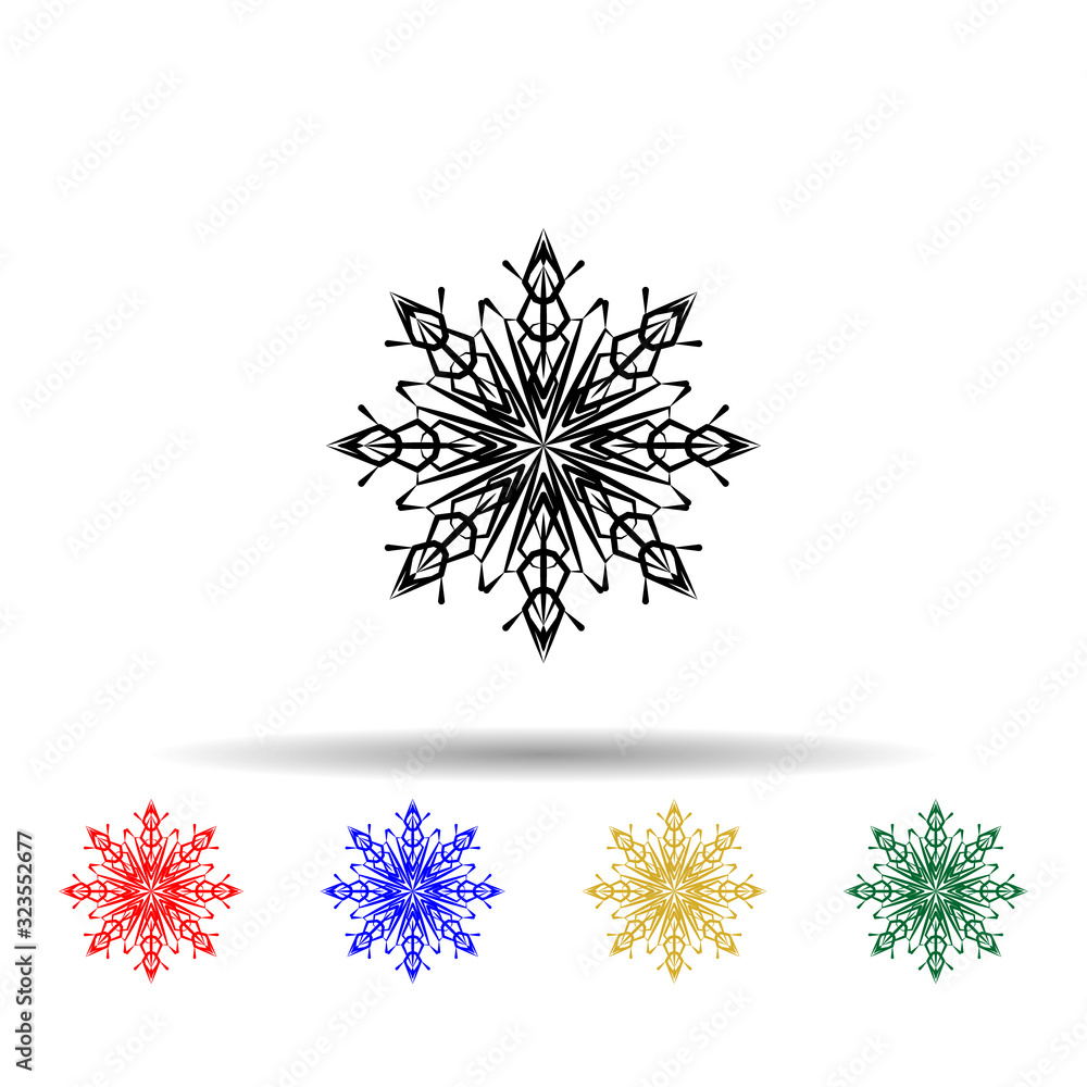 Poster snowflake multi color style icon. simple thin line, outline vector of winter icons for ui and ux, we