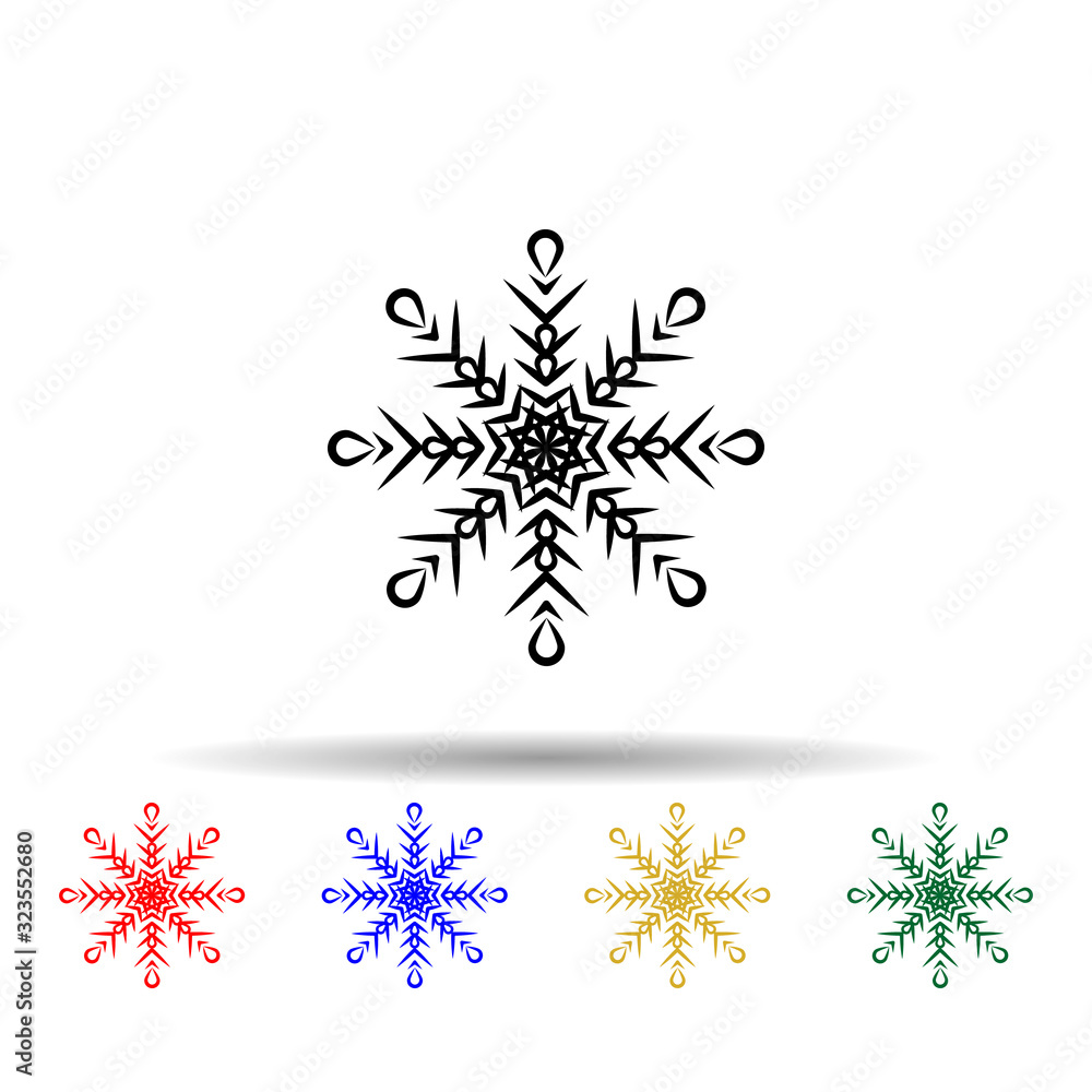 Poster snowflake multi color style icon. simple thin line, outline vector of winter icons for ui and ux, we