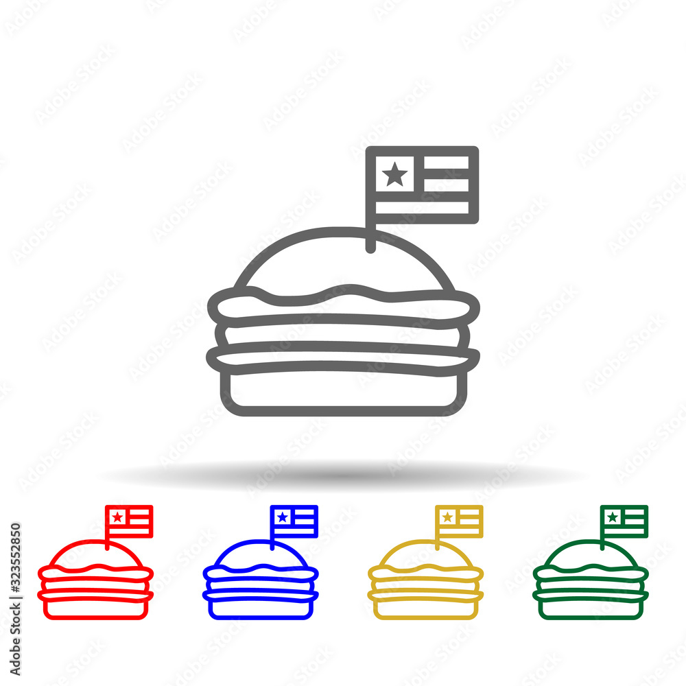 Poster hamburger, usa multi color style icon. simple thin line, outline vector of 4th of july icons for ui 