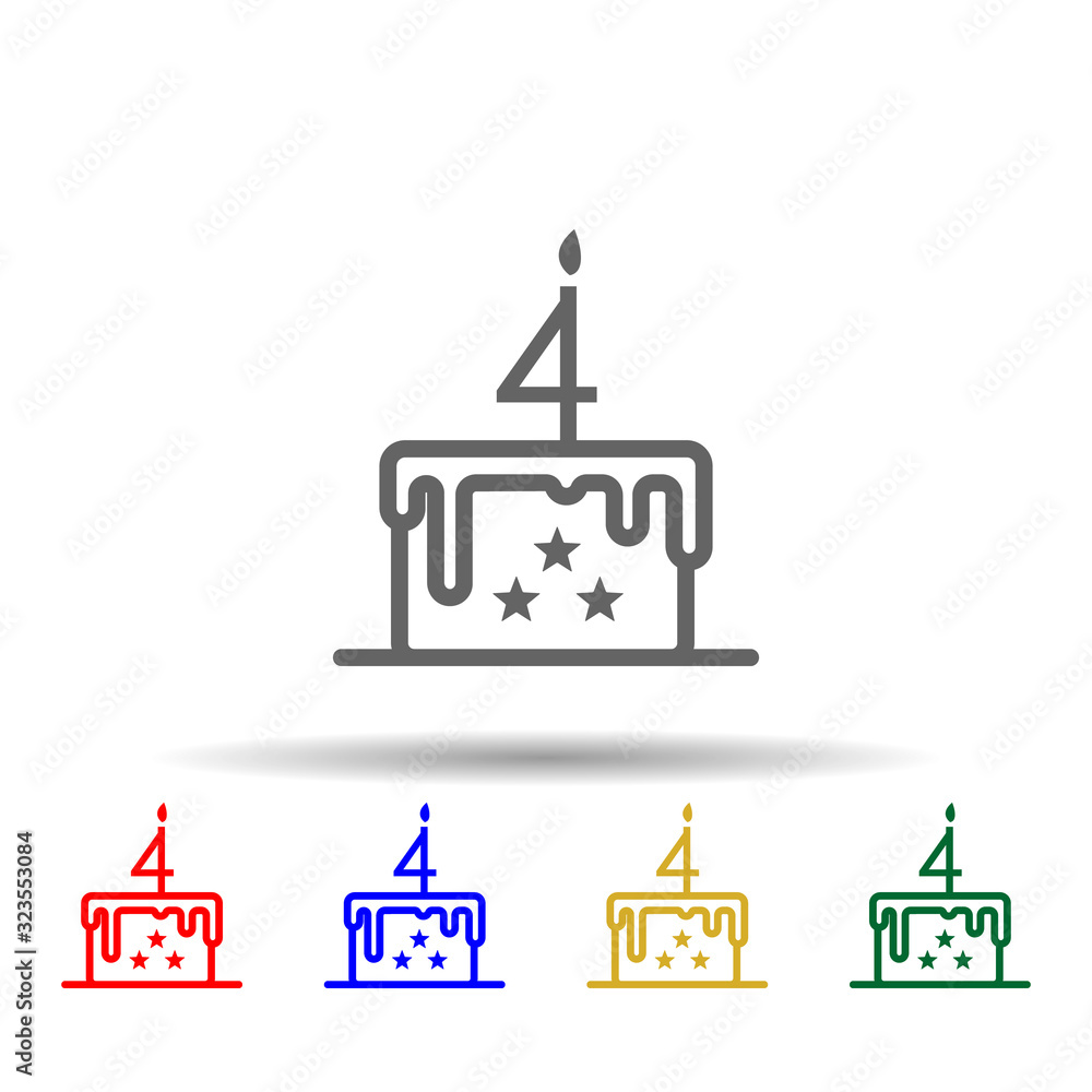 Poster cake, 4th july multi color style icon. simple thin line, outline vector of 4th of july icons for ui 