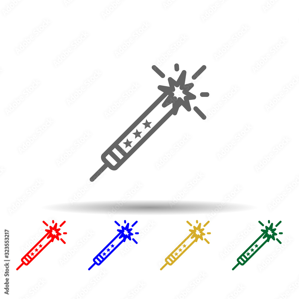 Poster fireworks, usa multi color style icon. simple thin line, outline vector of 4th of july icons for ui 