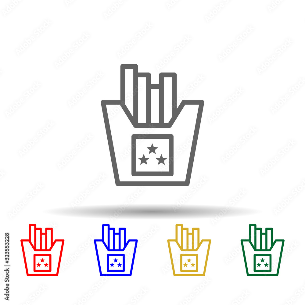 Poster french fries, usa multi color style icon. simple thin line, outline vector of 4th of july icons for 