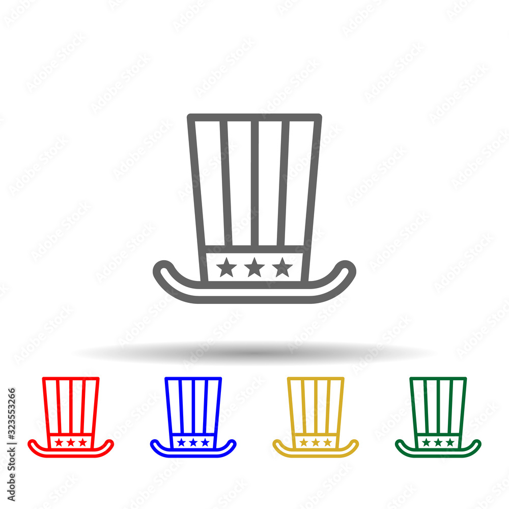 Poster hat, usa multi color style icon. simple thin line, outline vector of 4th of july icons for ui and ux