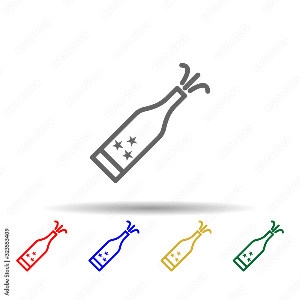 Poster champagne, usa multi color style icon. simple thin line, outline vector of 4th of july icons for ui 