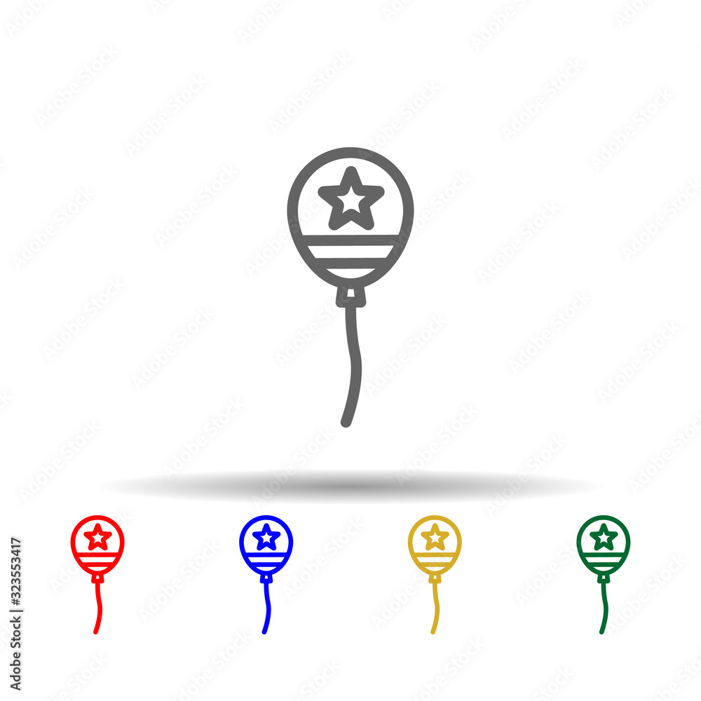 Poster balloon, usa multi color style icon. simple thin line, outline vector of 4th of july icons for ui an