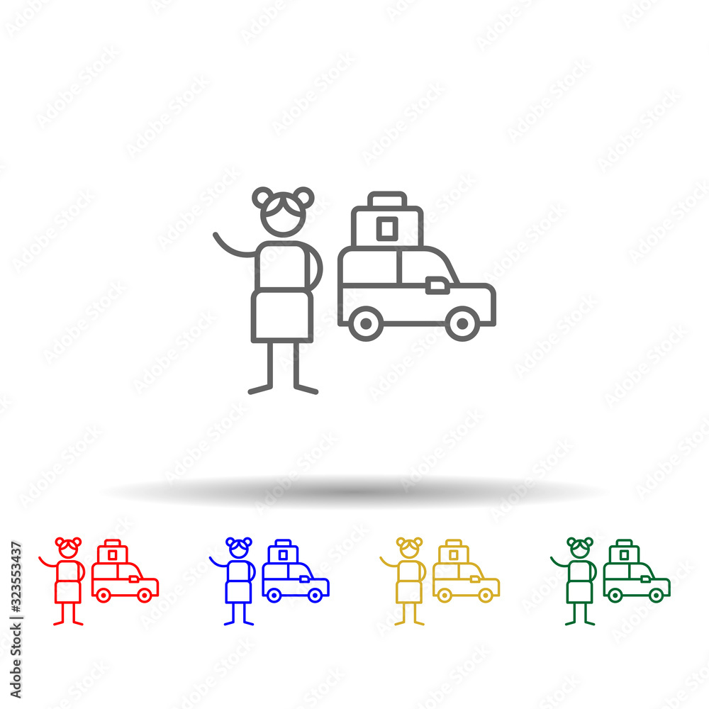 Aufkleber road trip, adventure multi color style icon. simple thin line, outline vector of adventure icons for
