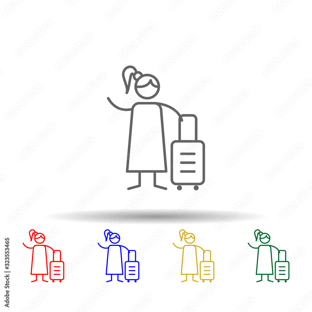 Poster traveler, adventure multi color style icon. simple thin line, outline vector of adventure icons for 