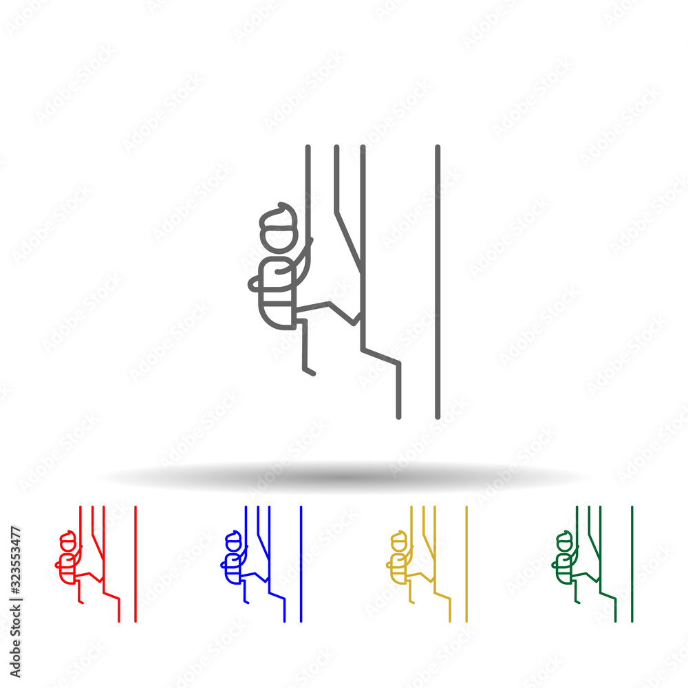 Aufkleber climbing, rock, adventure multi color style icon. simple thin line, outline vector of adventure icon