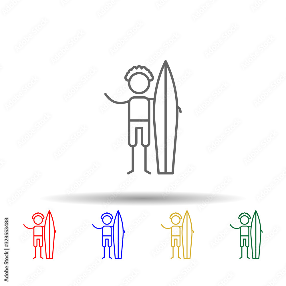 Poster surfer, adventure multi color style icon. simple thin line, outline vector of adventure icons for ui