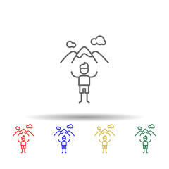 Peak, adventure multi color style icon. Simple thin line, outline vector of Adventure icons for ui and ux, website or mobile application