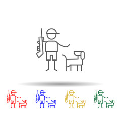 Hunting, dog, adventure multi color style icon. Simple thin line, outline vector of Adventure icons for ui and ux, website or mobile application