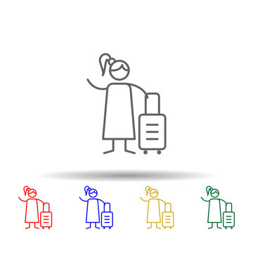 Traveler, adventure multi color style icon. Simple thin line, outline vector of Adventure icons for ui and ux, website or mobile application