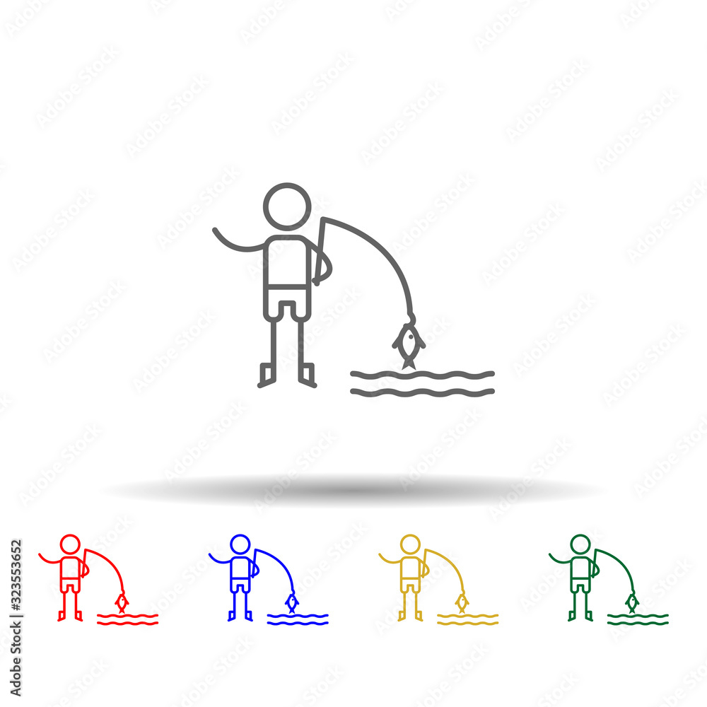 Poster ice-fishing, adventure multi color style icon. simple thin line, outline vector of adventure icons f