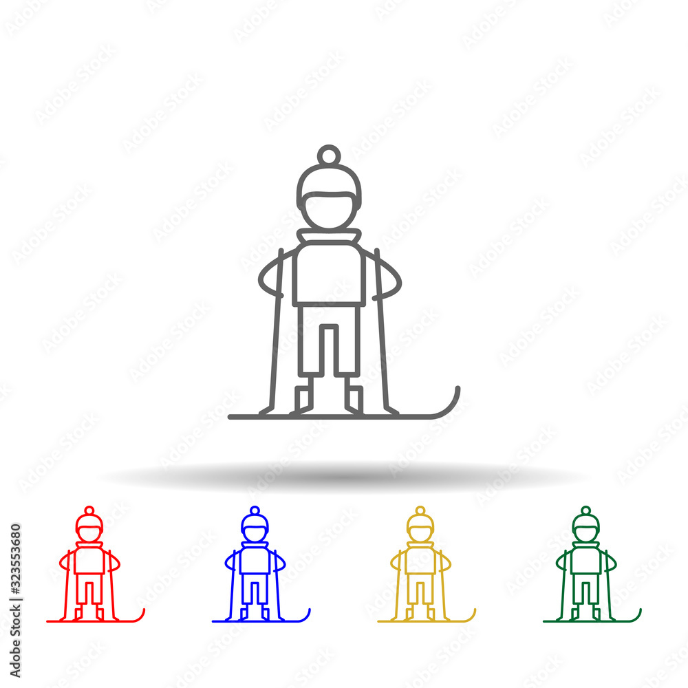 Aufkleber skiing, adventure multi color style icon. simple thin line, outline vector of adventure icons for ui