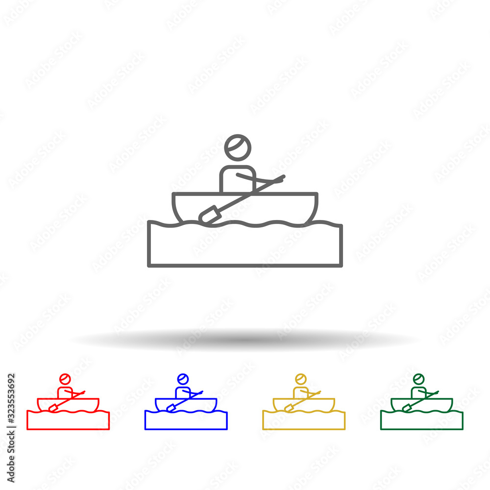 Poster canoeing, adventure multi color style icon. simple thin line, outline vector of adventure icons for 