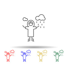 Raincoat, adventure multi color style icon. Simple thin line, outline vector of Adventure icons for ui and ux, website or mobile application