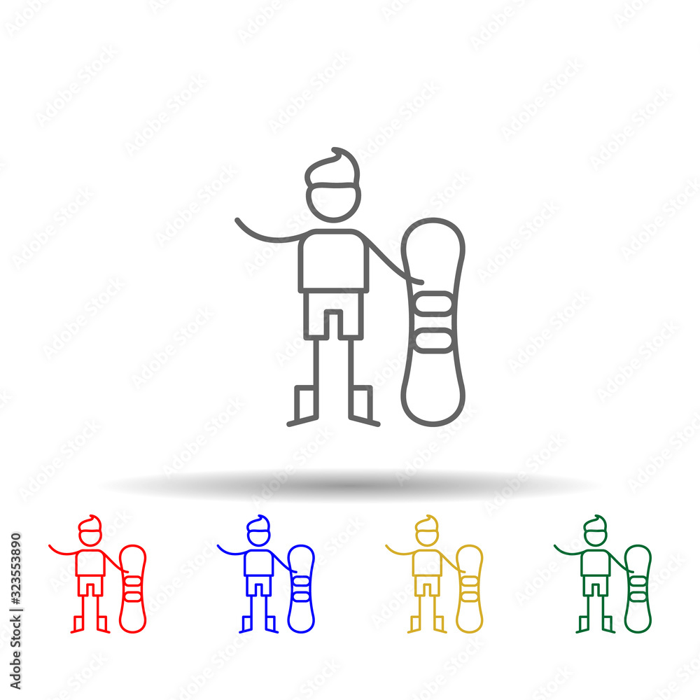 Poster snowboarder, adventure multi color style icon. simple thin line, outline vector of adventure icons f