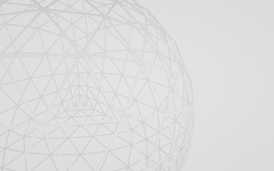 3D rendering. Abstract geometric illustration. The frame of the sphere. Skeleton of the ball. Black-white.