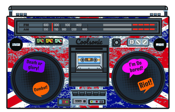Union Jack retro boombox cassette player