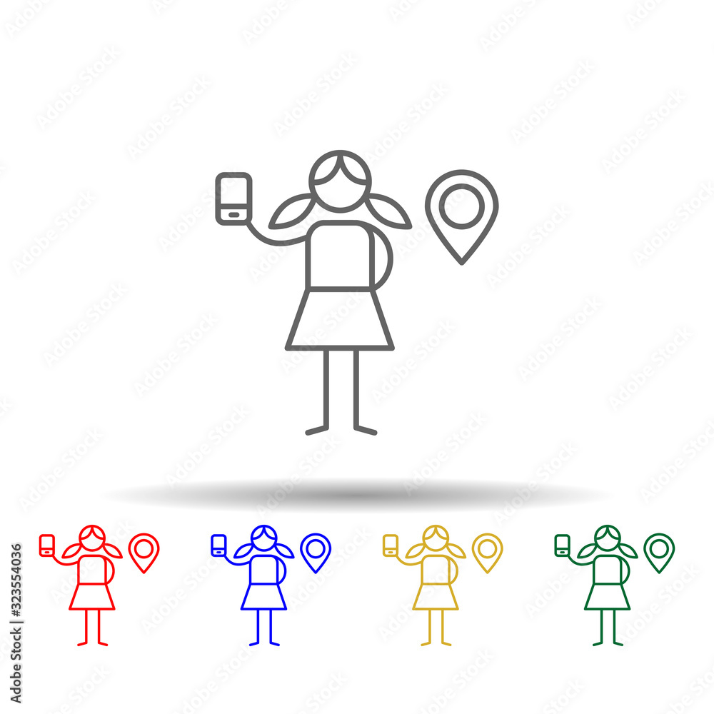 Poster gps, adventure multi color style icon. simple thin line, outline vector of adventure icons for ui an