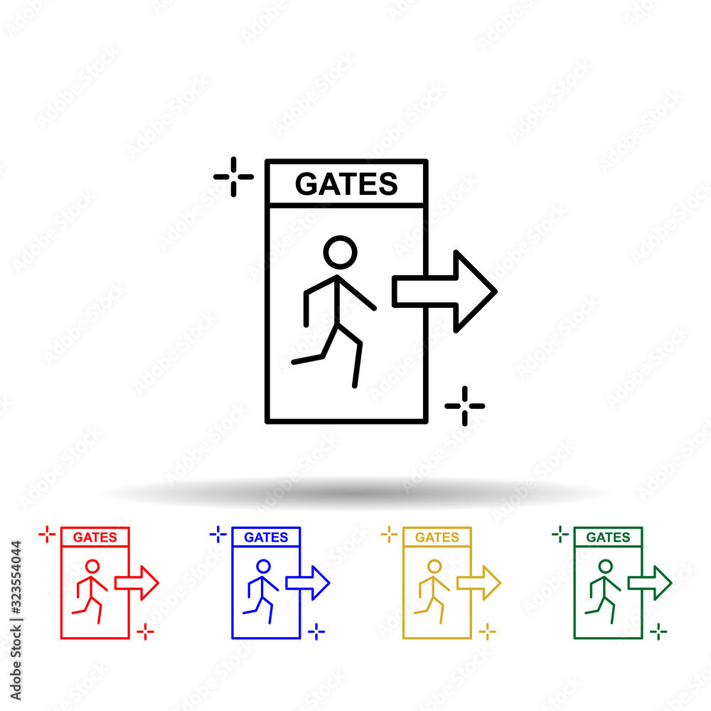 Poster gates, airport multi color style icon. simple thin line, outline vector of airport icons for ui and 