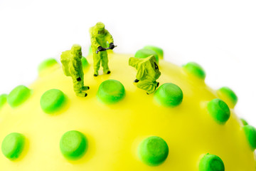 the team of miniature figurines interfering during gas and other chemical accidents, preparing for...