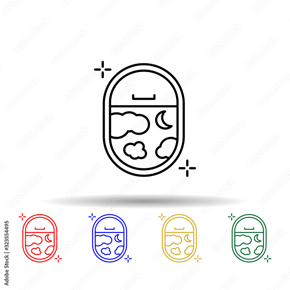 Poster plane window, clouds multi color style icon. simple thin line, outline vector of airport icons for u