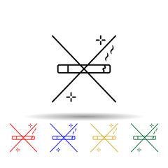 No smoking, airplane, airport multi color style icon. Simple thin line, outline vector of Airport icons for ui and ux, website or mobile application