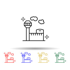 Flight tower, airport multi color style icon. Simple thin line, outline vector of Airport icons for ui and ux, website or mobile application