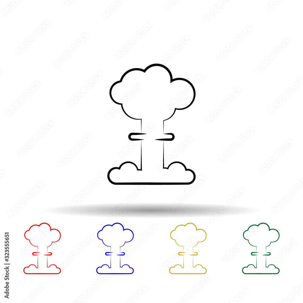 Poster nuclear bomb multi color style icon. simple thin line, outline vector of mad science icons for ui an