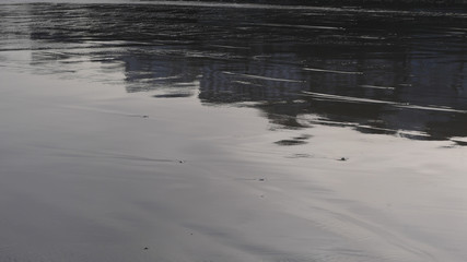 Seawater textures and reflections on a cold winter day at the beach