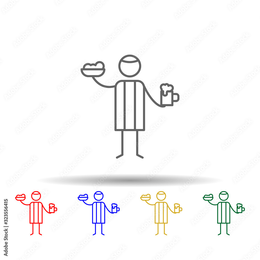 Aufkleber pub, man, restaurant multi color style icon. simple thin line, outline vector of restaurant icons fo