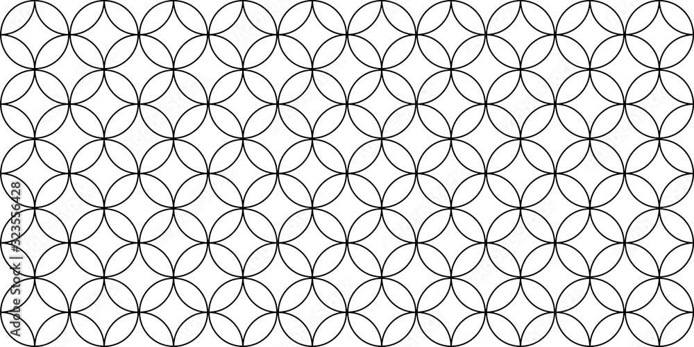 Poster circle linear geometric seamless vector pattern. round and rhombus texture. monochrome abstract text