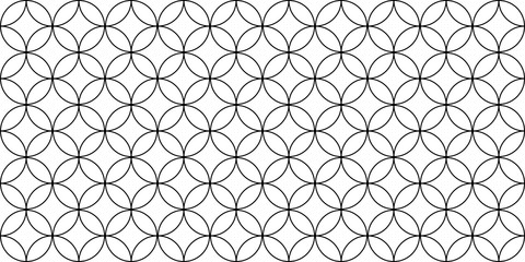 Circle linear geometric seamless vector pattern. Round and rhombus texture. Monochrome abstract texture.
